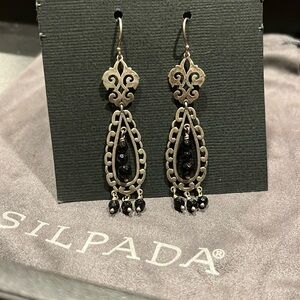 Silpada Sterling Silver Black Agate Chandelier Earrings
